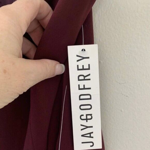 NEW Jay Godfrey Harrah Side Slit Maxi Dress Gown In Wine Maroon Size 8 - Picture 9 of 9